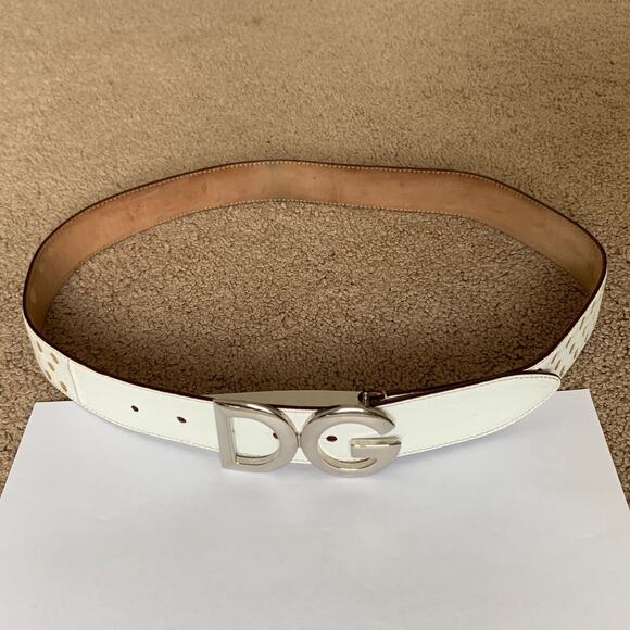 DG1011 Dolce & Gabbana women's white leather belt size 34 inches - Picture 1 of 4